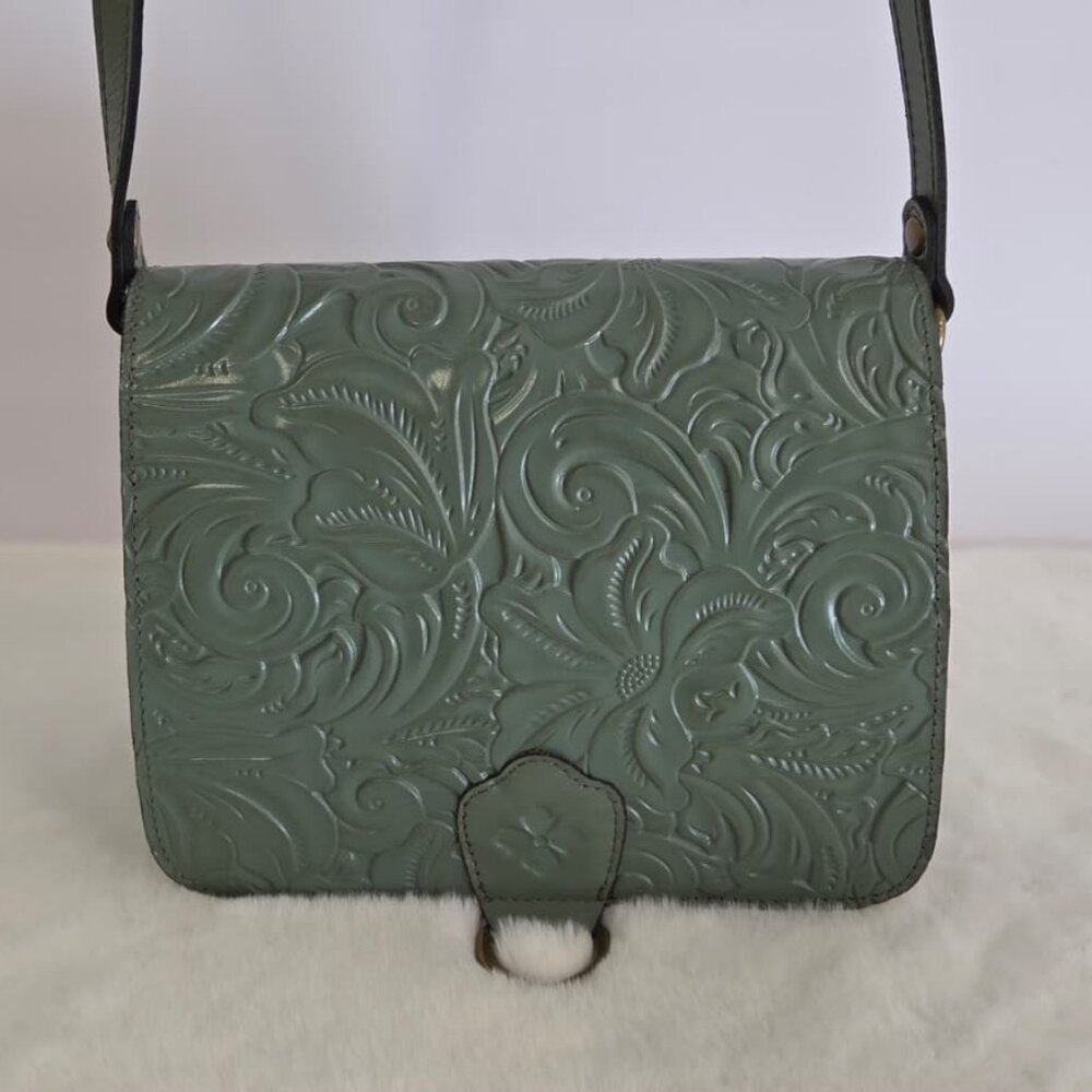 NWT Patricia Nash Ilina Leather Crossbody Bag in Sage